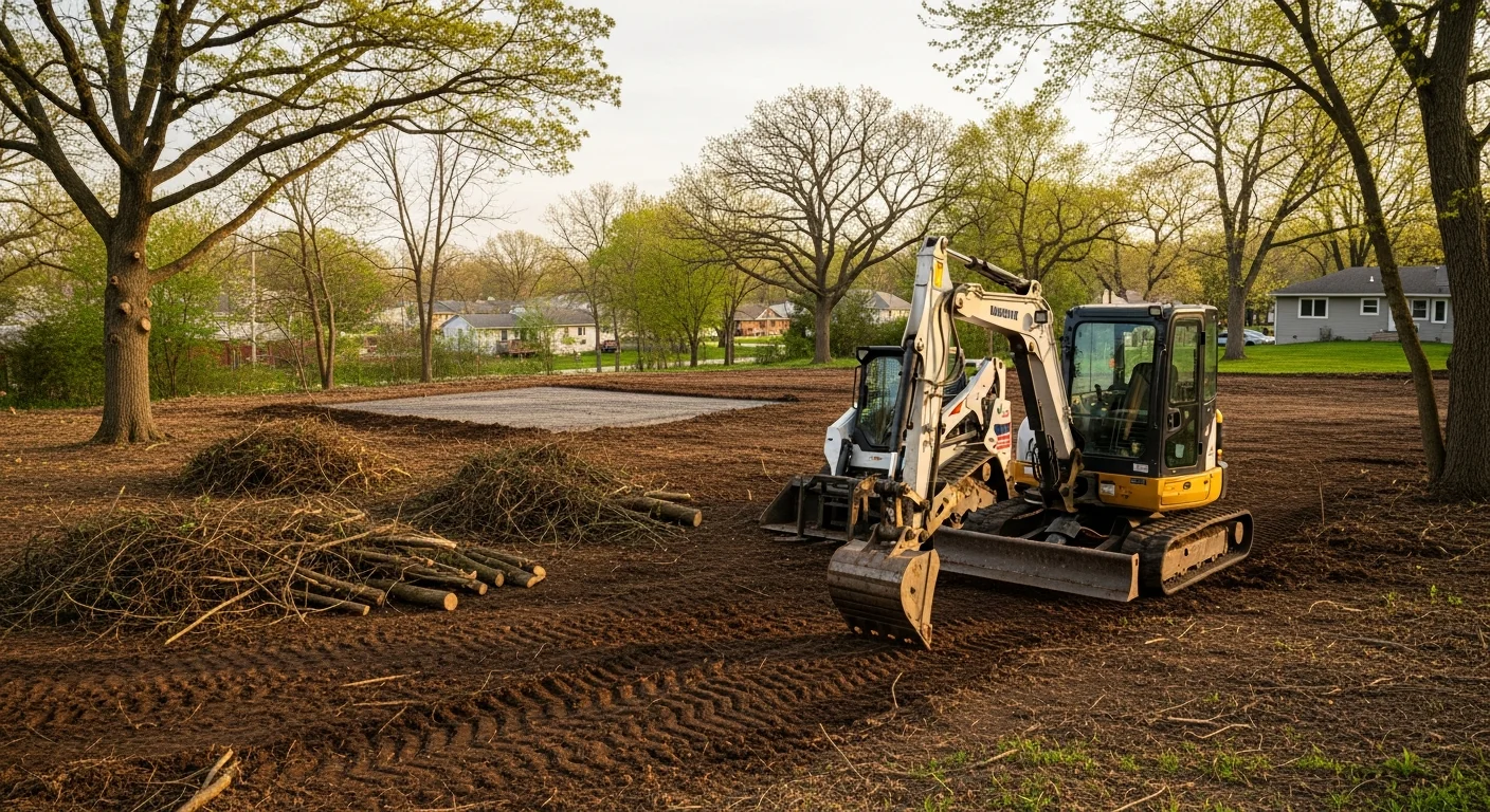Heavy equipment clearing overgrown land and vegetation