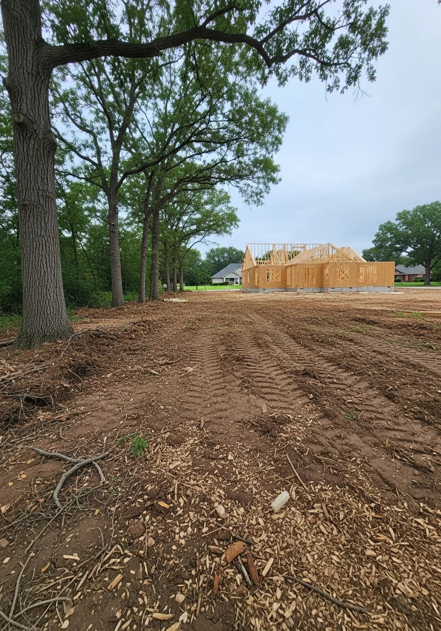 Service professional working on newer home construction in Ankeny neighborhood.
